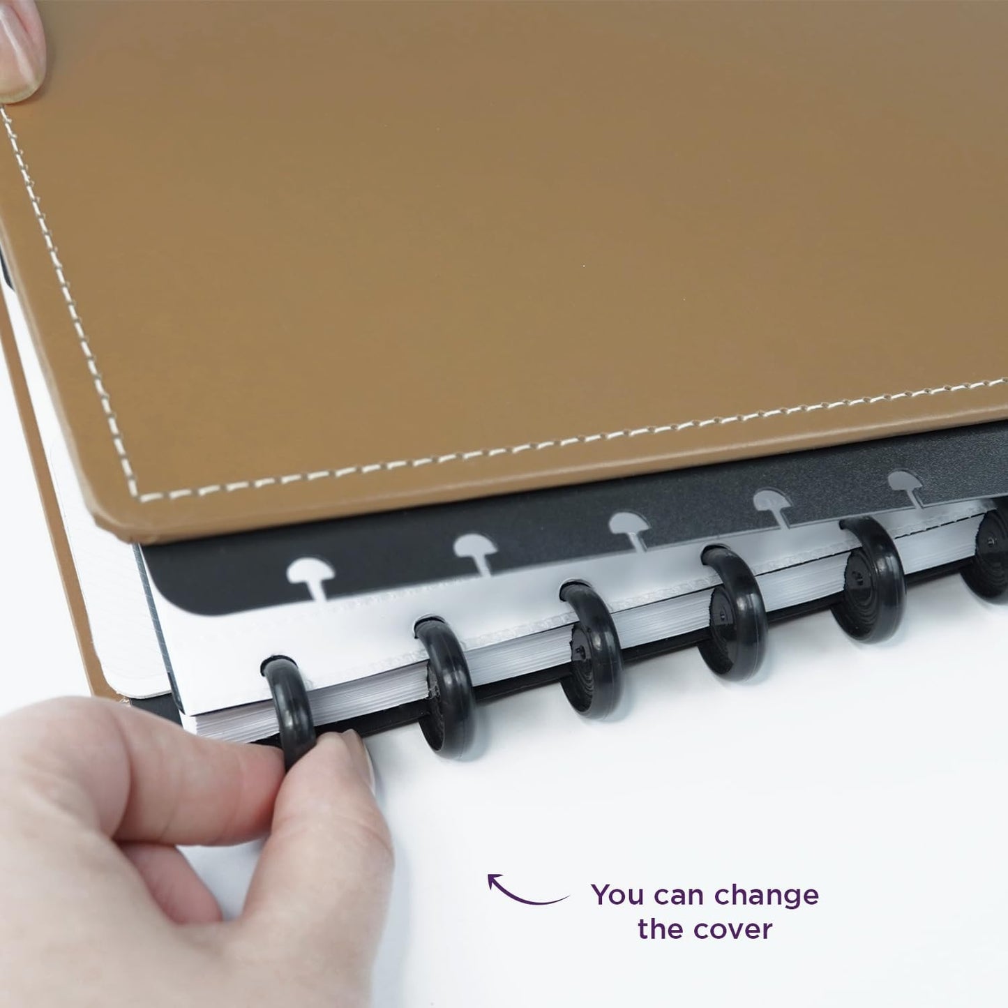 Discbound Premium - Plan, Organize, Customize, and Create with Ease. For Work Meetings, School, Journal, or Daily Use (CARAMEL, LARGE 7.87 x 10.82 in)