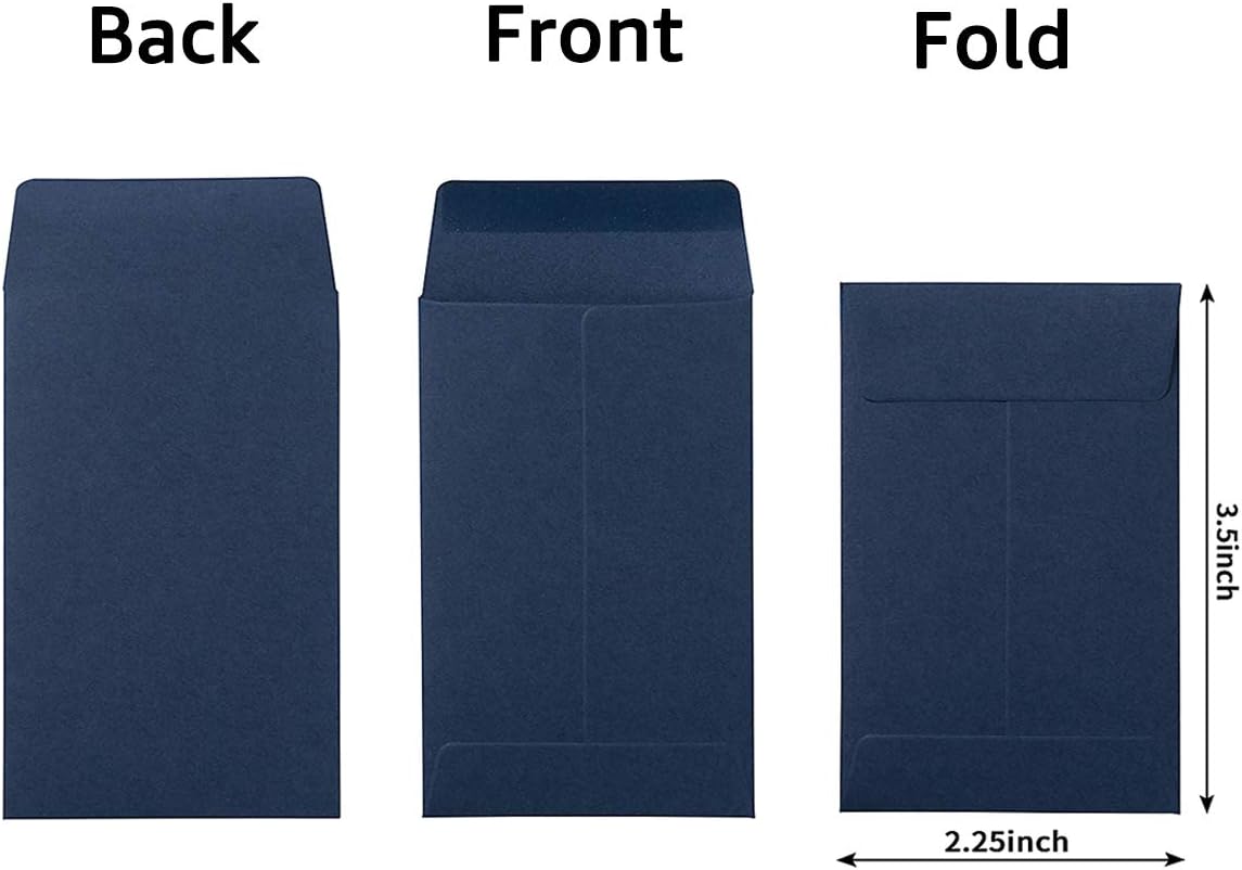 100 Pack Small Coin Envelopes Self-Adhesive Kraft Paper Seed Envelopes Mini Parts Small Items Stamps Storage Packets Envelopes for Garden, Office or Wedding Gift (Navy Blue, 2.25×3.5 inch)