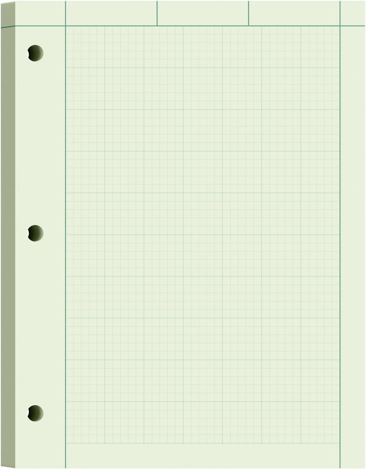 Engineering Paper 8.5 x 11, 100 Sheets Top Glue Binding Engineering Notebook, 5x5 Quad Ruled Graph Paper, 3-Hole Punched Engineering Computation Pad 8.5 x 11, Green Tint Engineering Paper Notebook