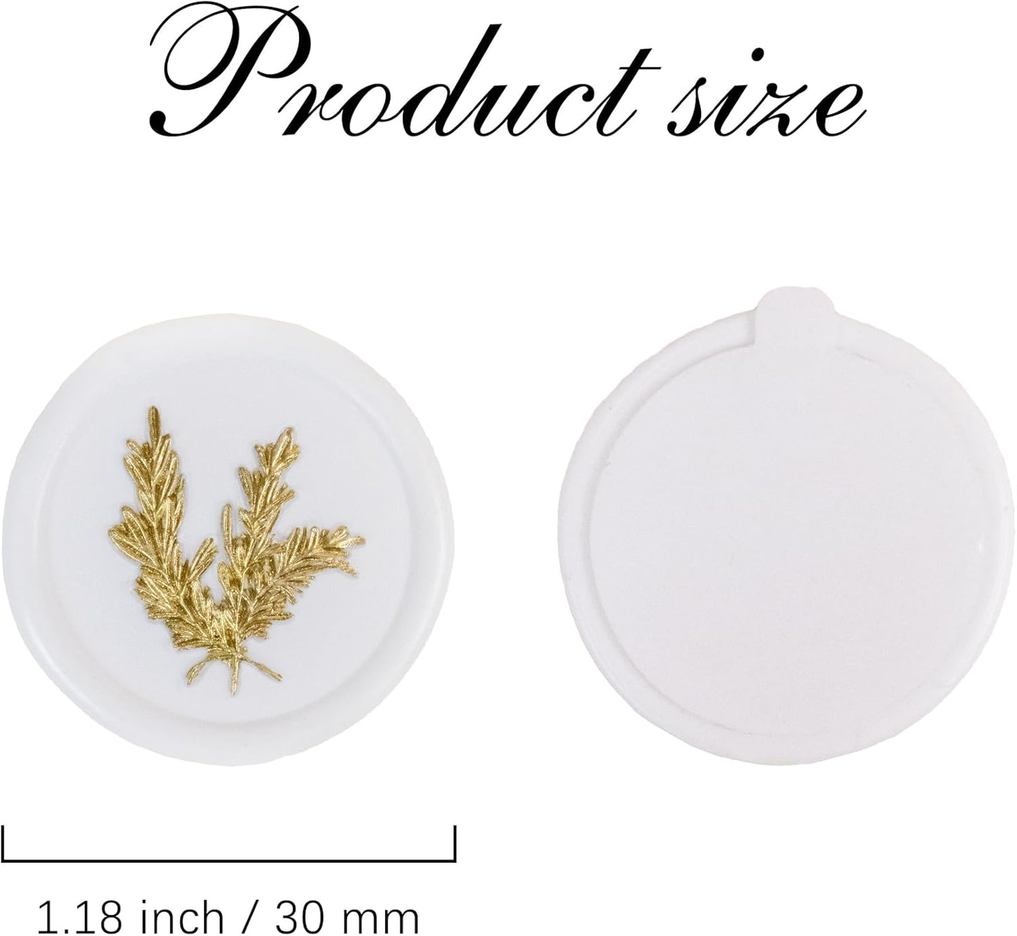 100Pcs Gold & White Wax Seal Stickers - Handmade Envelope Seals, Self Adhesive Wax Stickers for Wedding Party Invitations, Envelope, Gift Wrap, Christmas (Gold Rosemary Style, White)