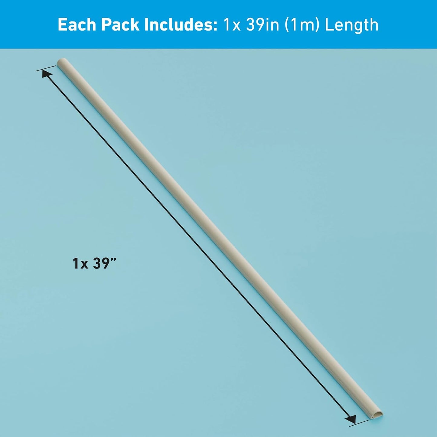 D-Line Half Round Cord Hider, Patented Cable Cover, Hide TV Wall Mount Wires, Raceway for Cords, Decorative Wire Covers, Paintable, Adhesive Cable Concealer, 1x 0.78in W x 0.39in H x 39in L, Beige