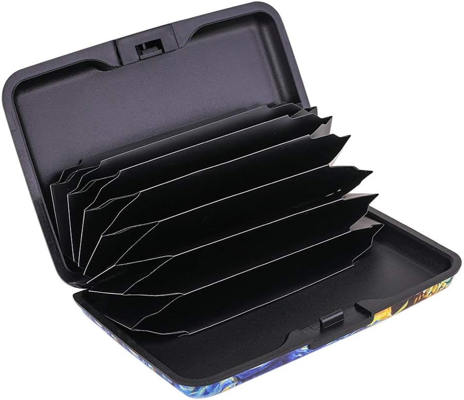 ELFISH Mini RFID Aluminum Wallet Credit Cards Holder Business Card Case Metal ID Case for Men Women (Sun flower)