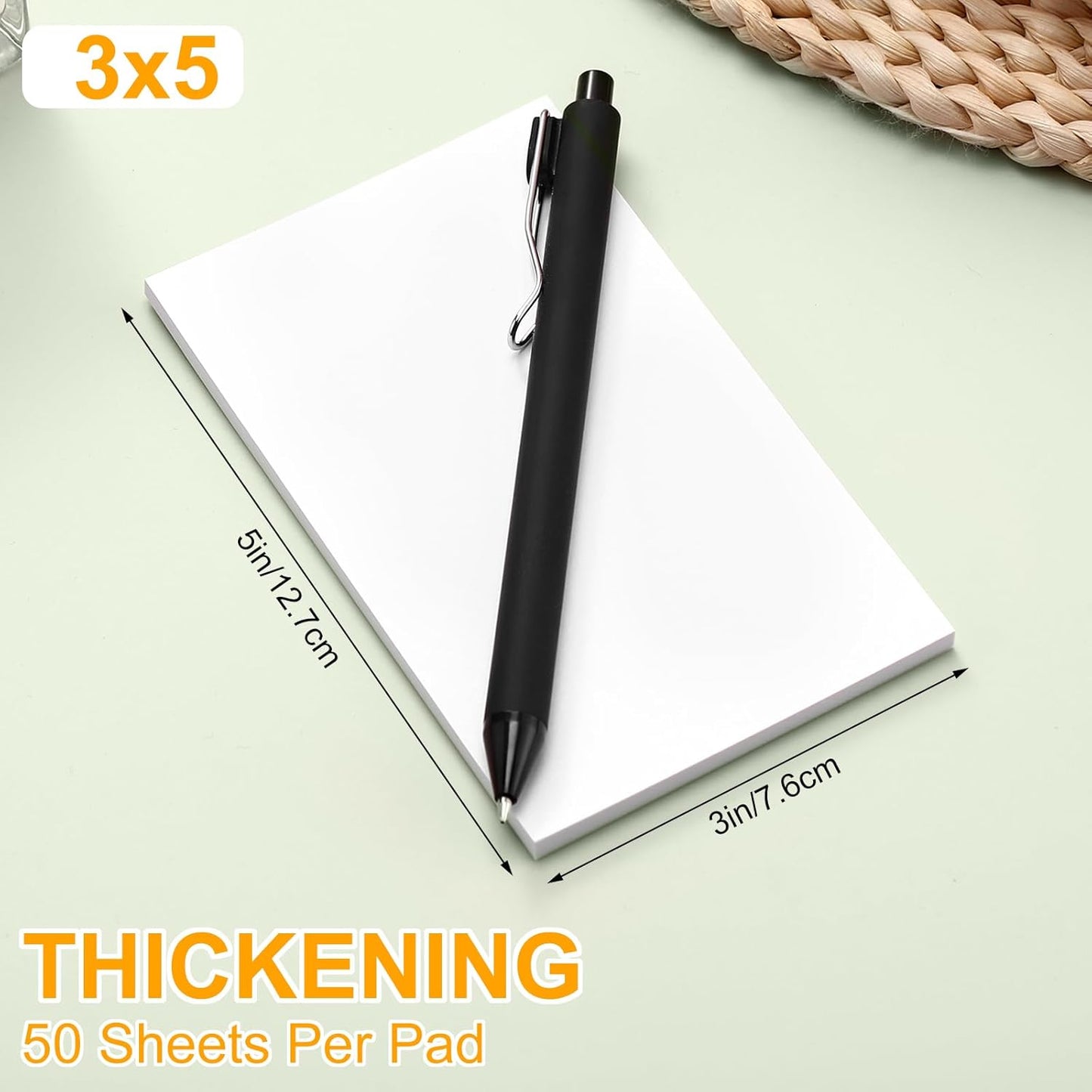 Fainne 3 x 5 Inch Paper Note Pads White Memo Pad Blank Writing Memo Scratch Paper for Waitress Waiter Book to Do Grocery List Small Notebook Restaurant Checkbook, White(120 Pack)