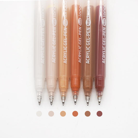 Acrylic Gel Pens for Coloring Books, Quick Dry 6 Pcs 1.0mm Fine Point Gel Marker Pen for Drawing, Journaling Art, School Supplies, Maillard