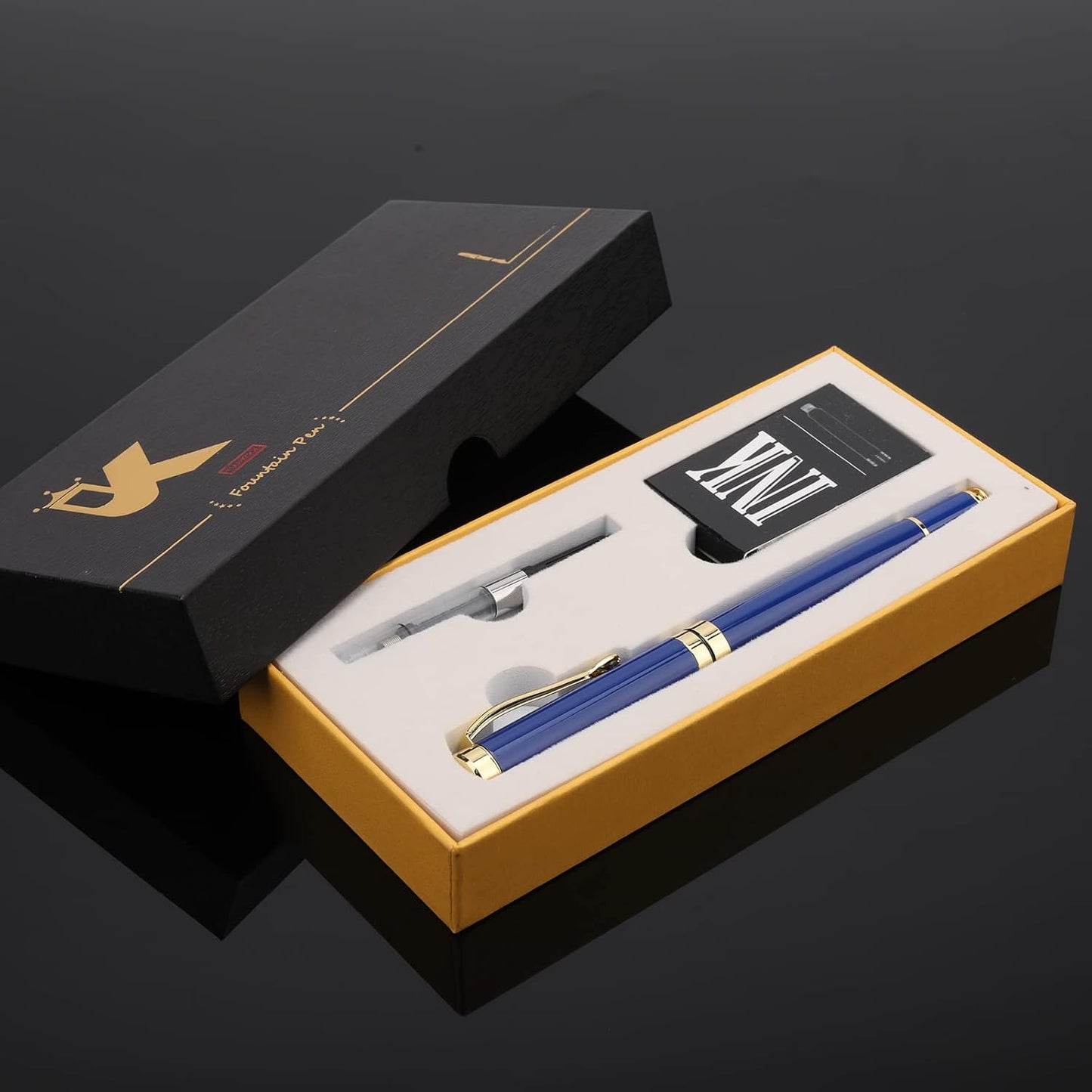 Tiankool Luxury Fountain Pen,Fine Nib, Exquisite Pen Gift Set for Men&Women-Includes 10 Ink Cartridges&Ink Converter- Nice Pens - Blue