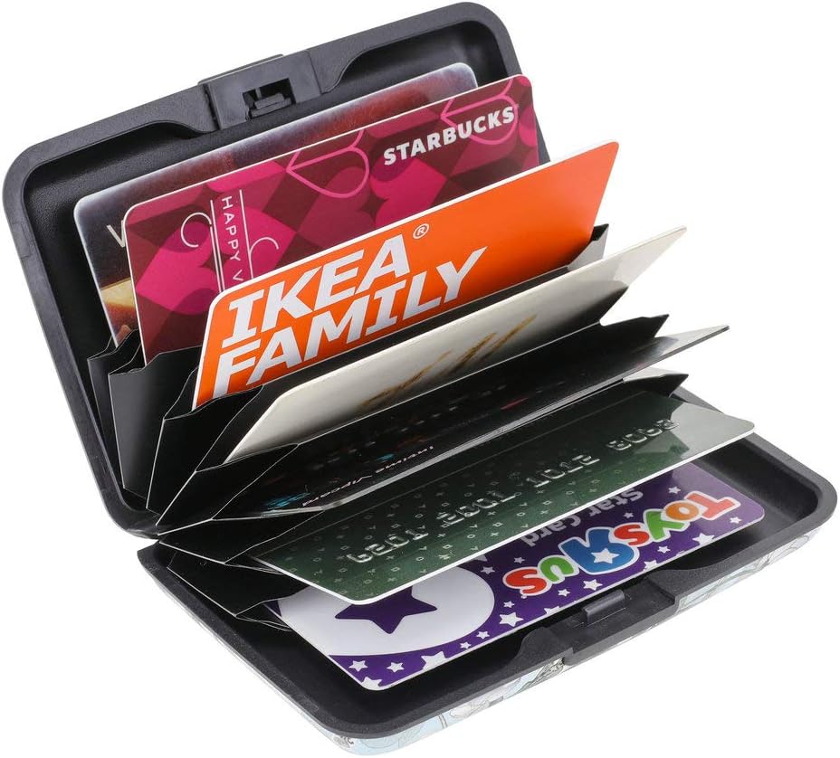 ELFISH Mini RFID Aluminum Wallet Credit Cards Holder Business Card Case Metal ID Case for Men Women (White Lotus)