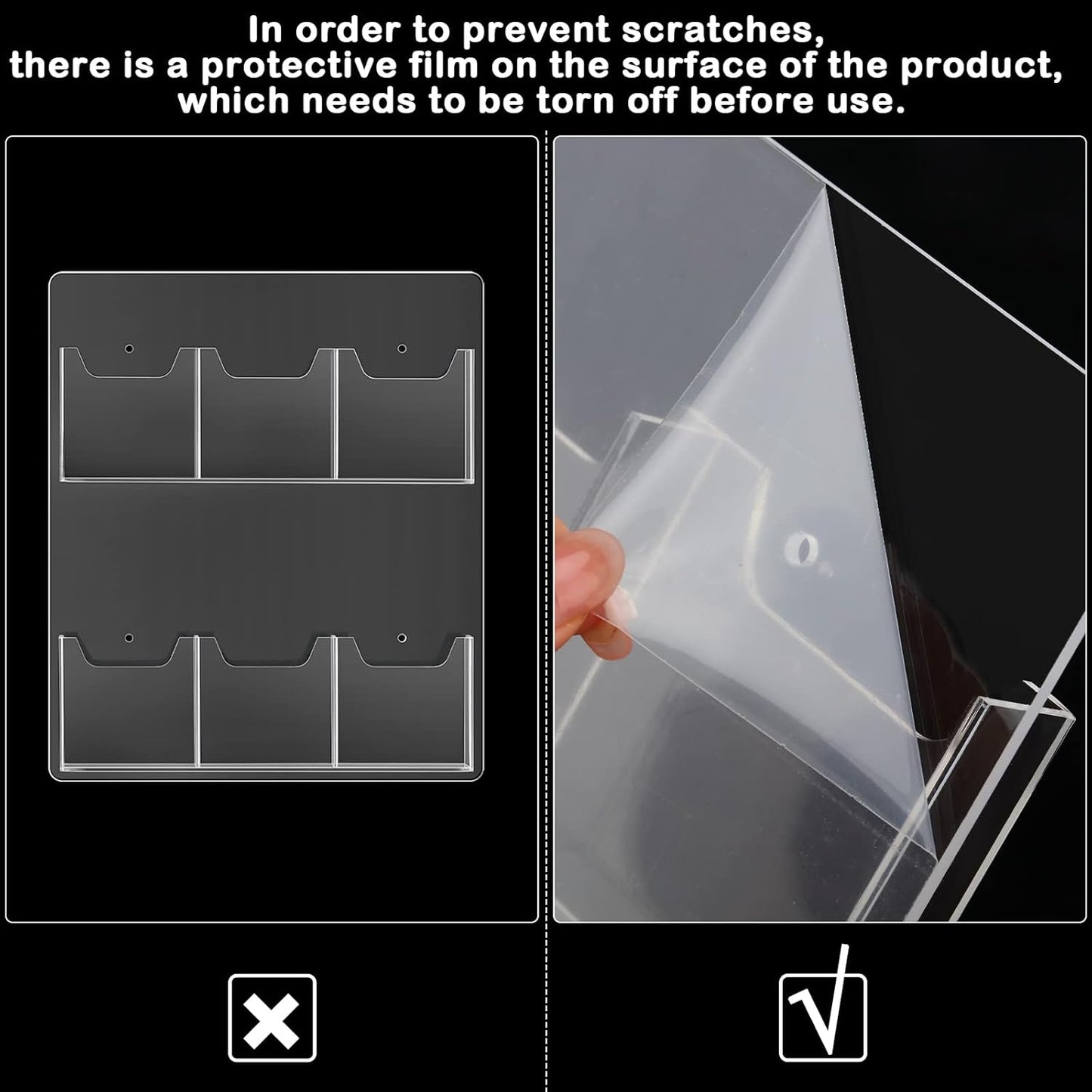 Eersida 2 Pack Acrylic Brochure Pamphlet Holder Wall Mount Clear Brochure Display Holder Plastic Trifold Flyer Rack Literature Storage Rack for Offices Waiting Room (6 Pockets, 15 x 13 Inch)