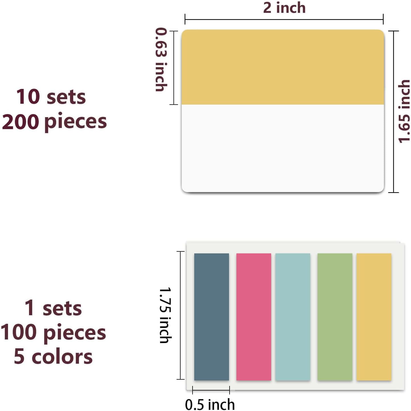 ELII 300 PCS Sticky Index Tabs 2 Inch Book Tabs,Clear Sticky Notes for Pages Notebooks File Tabs Self Adhesive