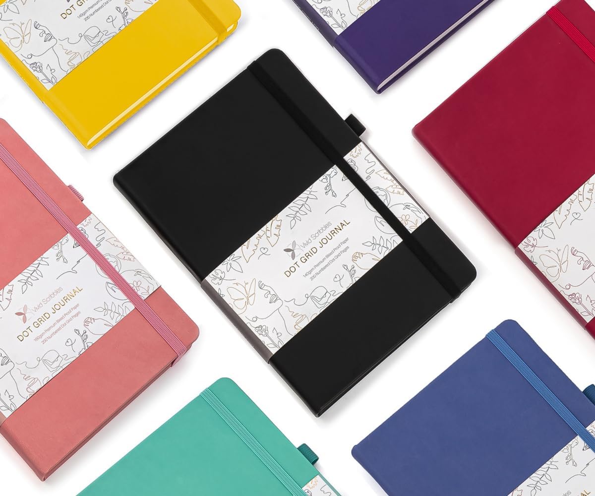 Dotted Journal – 140gsm Bleed Proof Thick White Paper – 200 Numbered Dot Grid Pages – 5.8 x 8.3 inch Bullet Dotted Notebook