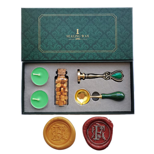 Fancy Letter F Wax Seal Stamp Set, European Style Kit Gift Box, Vintage Personalized Stamp for Letters, Cards, Invitations