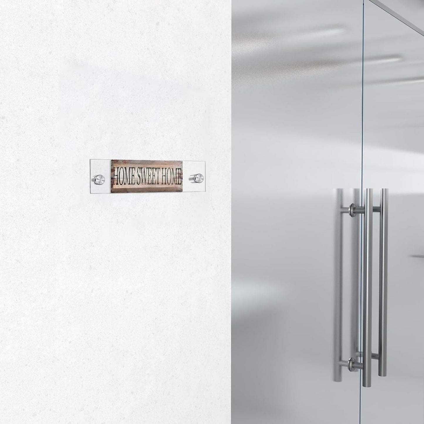 Demissle 8 Sets Clear Acrylic Wall Name Plate Holders Office Door Mount Name Plate Holder with Stainless Steel Standoff Screws for Office Home Store Restaurant (8 x 2 Inch)