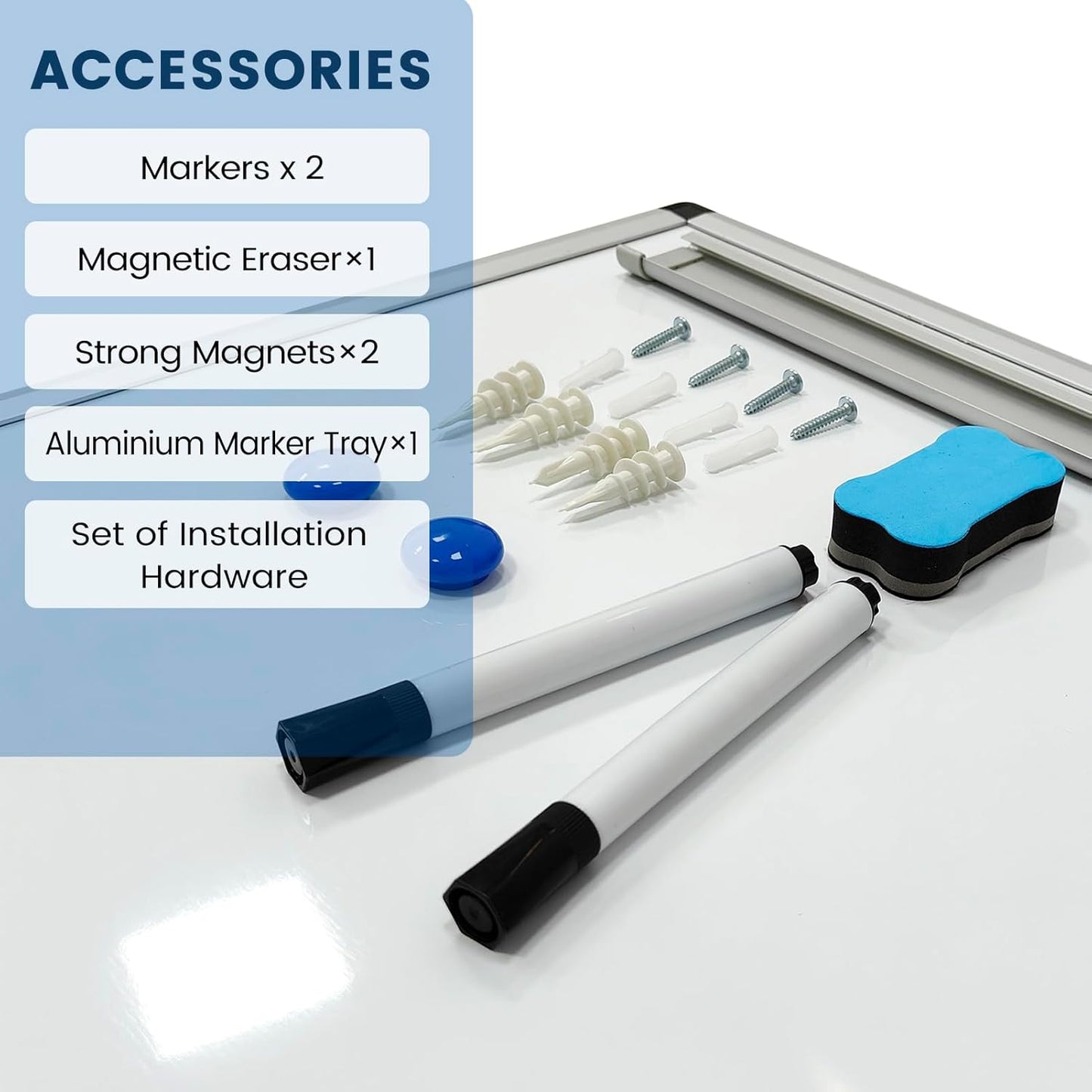 Folded Magnetic Whiteboard 60 x 40 Foldable Magnetic Dry Erase Board, Wall-Mounted Aluminum Frame Memo Whiteboard for Office Home and School