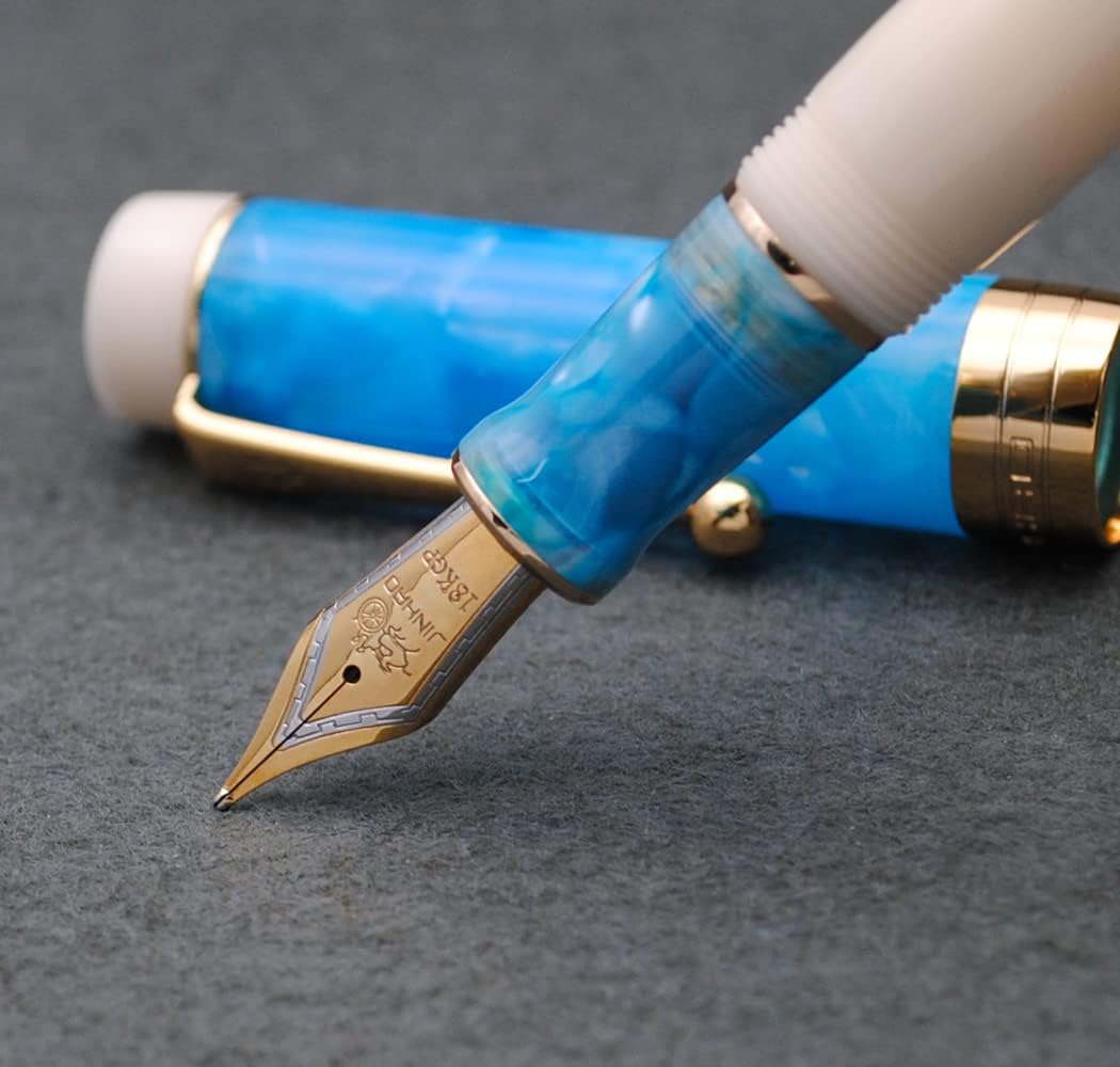 JINHAO 100 Fountain Pen with Ink Converter (Medium Nib 0.7mm, Sky Blue-A)