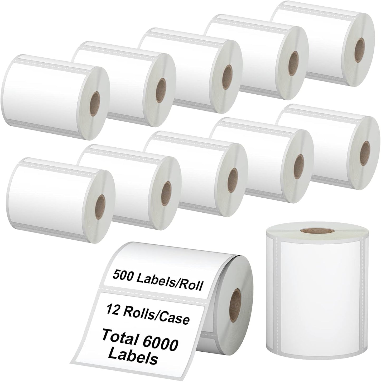 12 Rolls 6000 Pcs 4"x3" 3-Proof Direct Thermal Shipping Labels 1" Core Compatible with Zebra LP2844 ZP450 ZP505 ZD420 GX430T GK420T ZT410 ZD421 and Rollo MUNBYN, 103mmx76mm Thermal Sticker