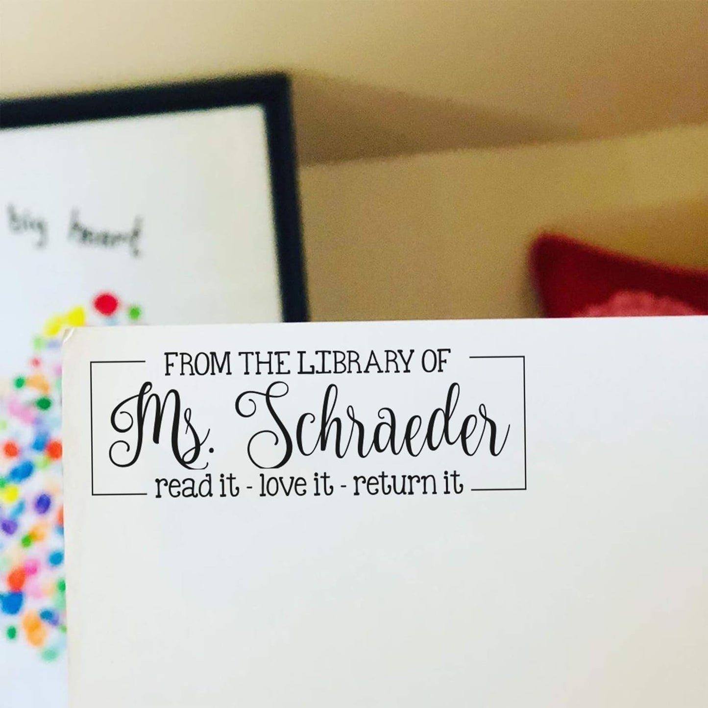 Custom Self-Inking Teacher Stamps | 49 Designs | Fun Phrases | Grading Made Easy | Classroom and Library Book Stamps (From The Library of - Read, Love, Return, Large)