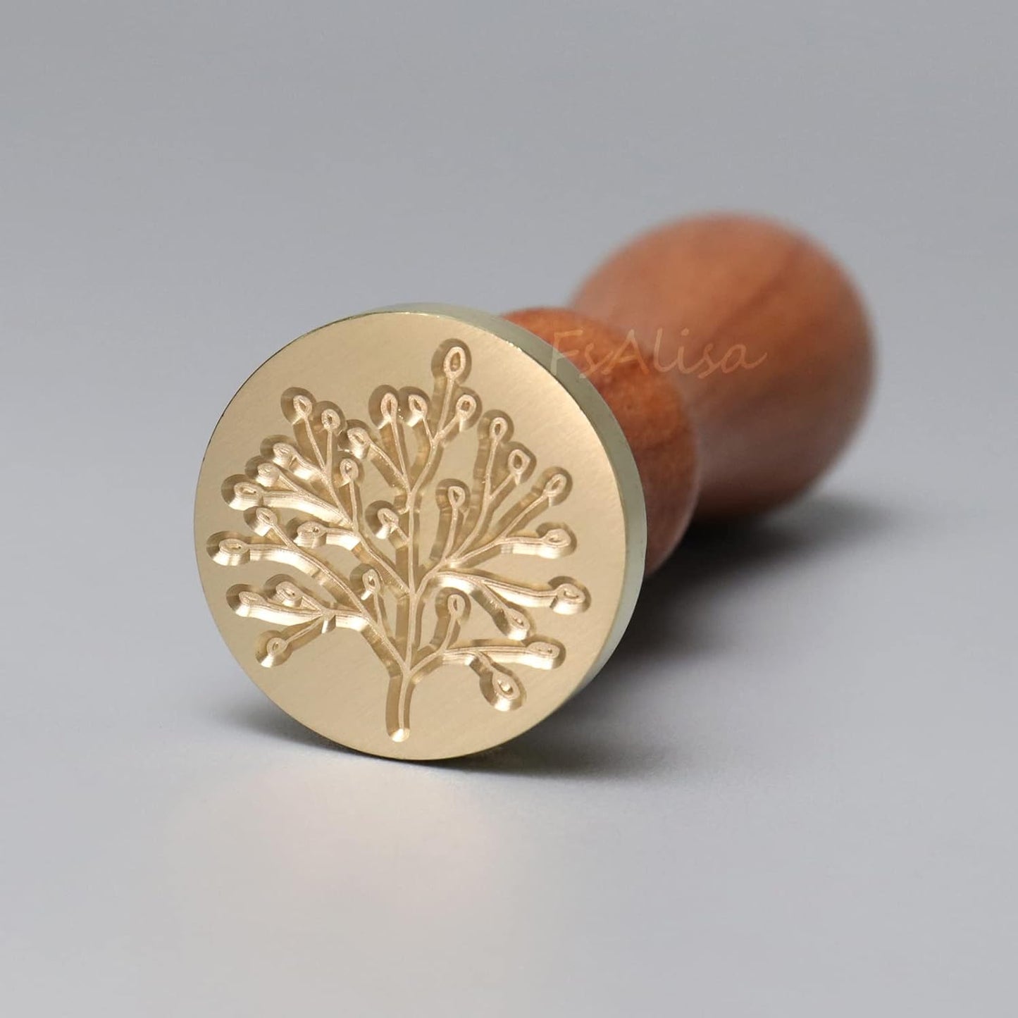 FsAlisa Copper Seals Stamp Set 6 Pieces + Wooden Hilt, Vintage Seal Wax Stamp Kit with Gift Box for Invitations, Cards, Letters, Envelopes, Wine Packages (Botanical Set B)