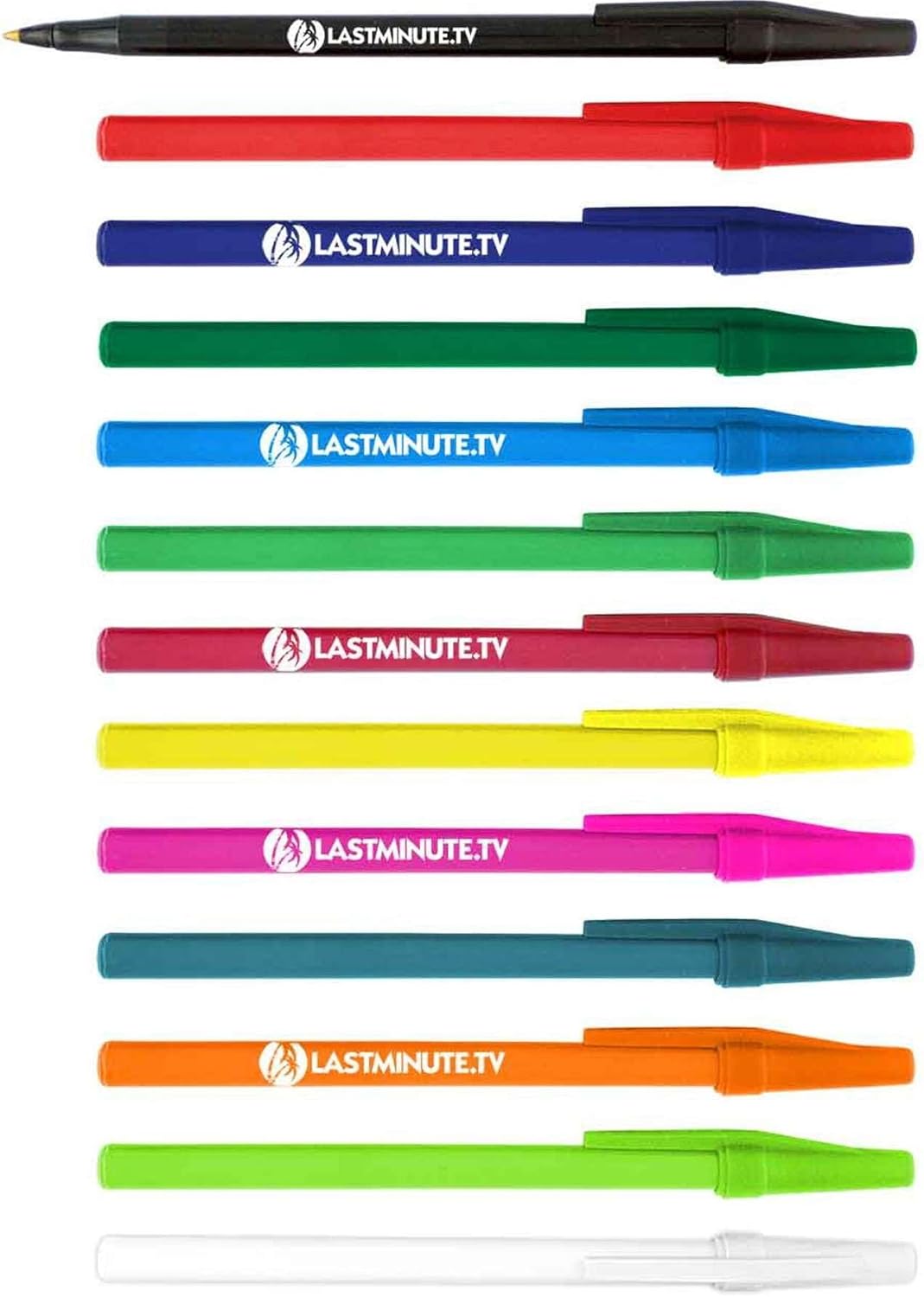 Personalized Stick Pens With your Custom Logo or Text-500 Pack Bulk-for Businesses, Parties, and Events, Custom Printed Slim Ballpoint Pens Colored with Cap, White, Black Ink