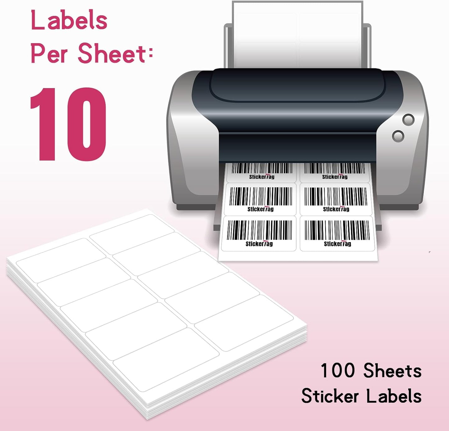 10UP 2" x 4" Shipping Labels Compatible with Laser & Inkjet Printers, Address Mailing Labels Self Adhesive Sticker Labels (100 Sheets,1000 Labels)