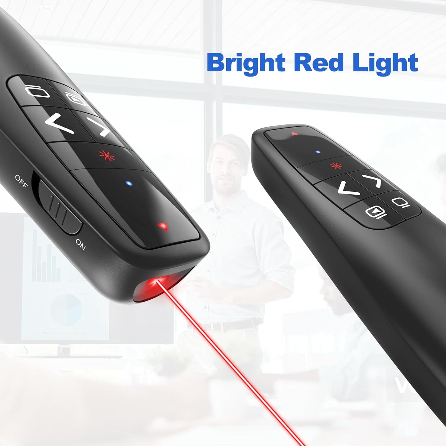 (2 Units) Presentation Clicker PowerPoint Presenter Remote: Laser Pointer Project Power Point PPT Clicker for Mac Laptop Office, Wireless Computer Clickers Slideshow Google Slide Advancer