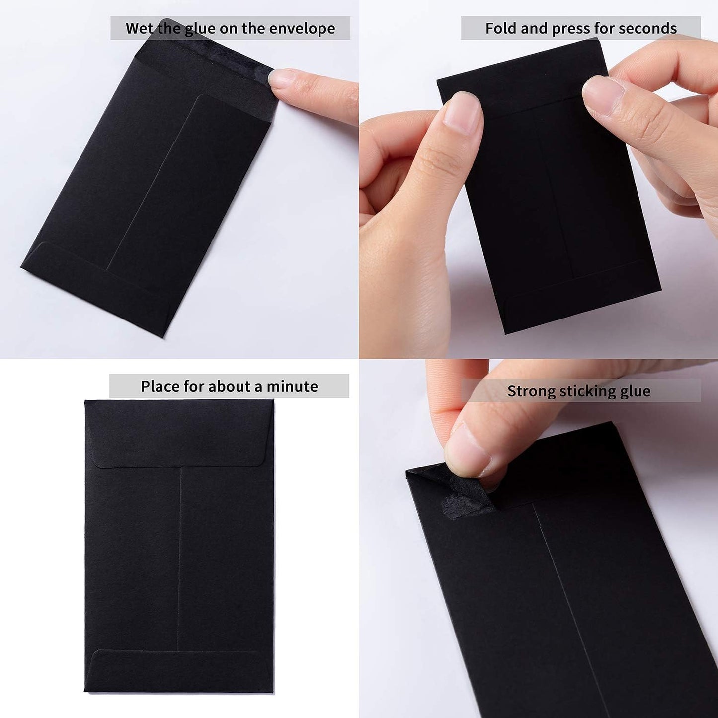 100 Pack Small Coin Envelopes Self-Adhesive Kraft Paper Seed Envelopes Mini Parts Small Items Stamps Storage Packets Envelopes for Garden, Office or Wedding Gift (Black, 2.25×3.5 inch)