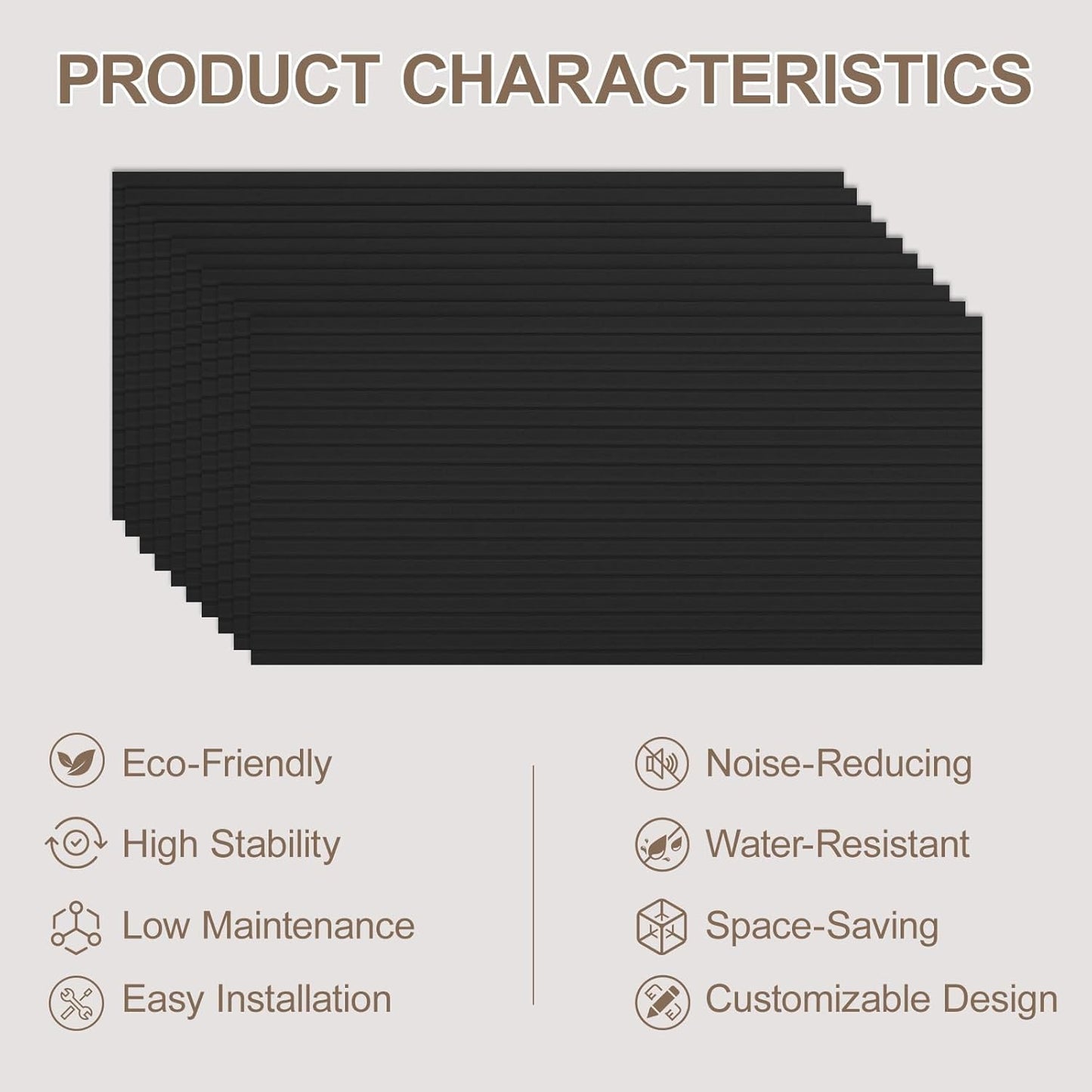 10Pack Large Acoustic Panels, 48x24x0.38 inch Sound Proof Panels for Walls, Self-Adhesive Sound Dampening Wall Panels, Noise Absorbing Decorative Wall Panels, Wall Noise Blocker for Home (Black)