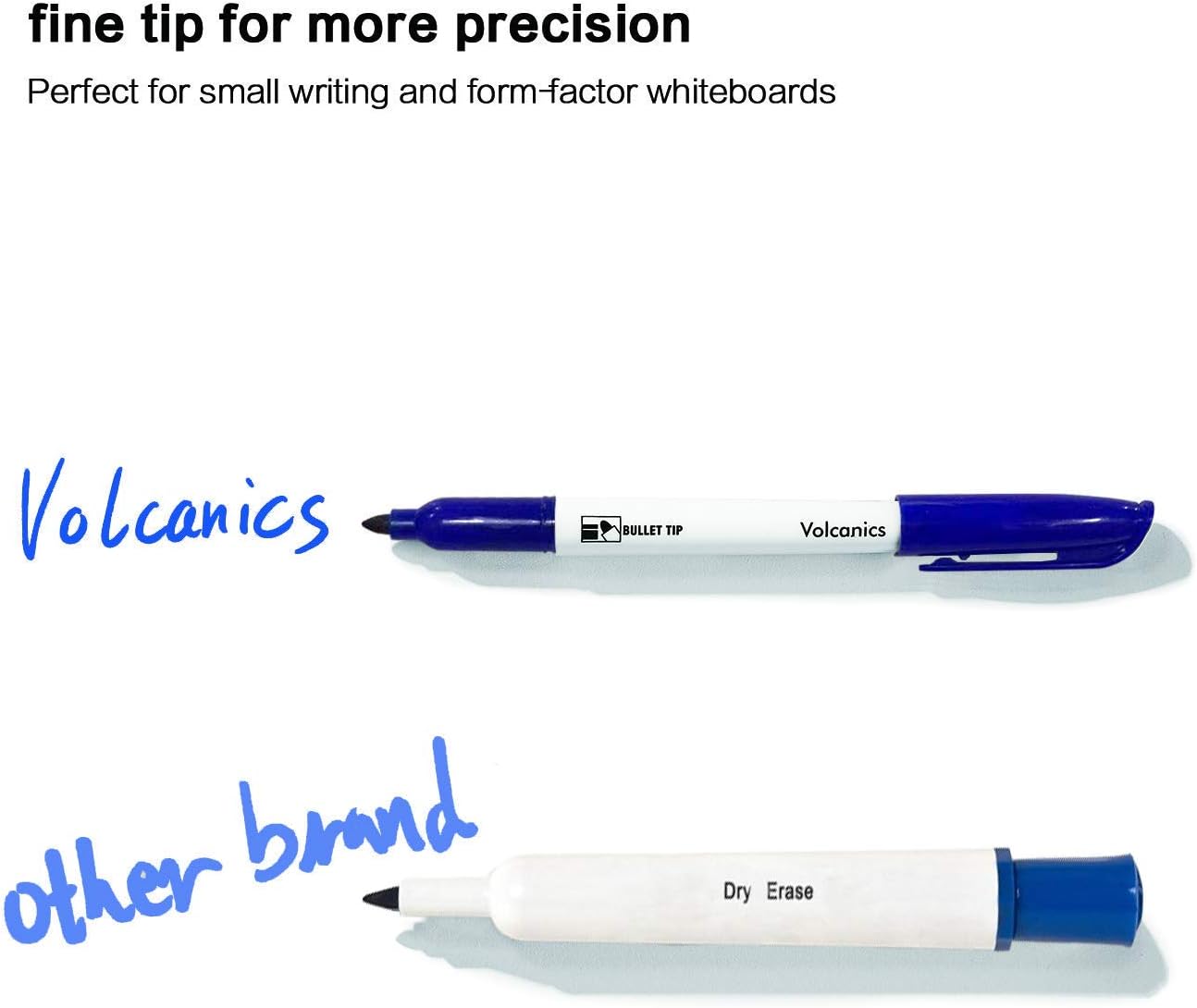 Volcanics Blue Dry Erase Markers Low Odor Fine Whiteboard Markers Thin Box of 12