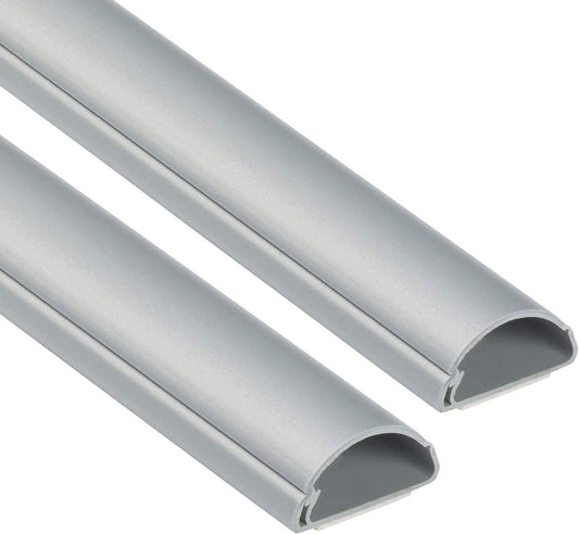 D-Line Half Round Cord Hider, Patented Cable Cover, Hide TV Wall Mount Wires, Raceway for Cords, Decorative Wire Covers, Paintable, Adhesive Cable Concealer - 2X 1.18in W x 0.59in H x 39in L - Gray