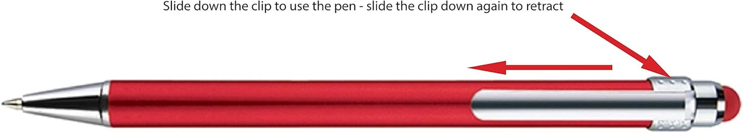 Personalized Pens with Stylus Tip -Bright Vibes- Click action - Custom - Black writing - Printed Name pens - Imprinted with Your Logo or Message - FREE PERSONALIZATION - 12 Pens/Box (Silver)