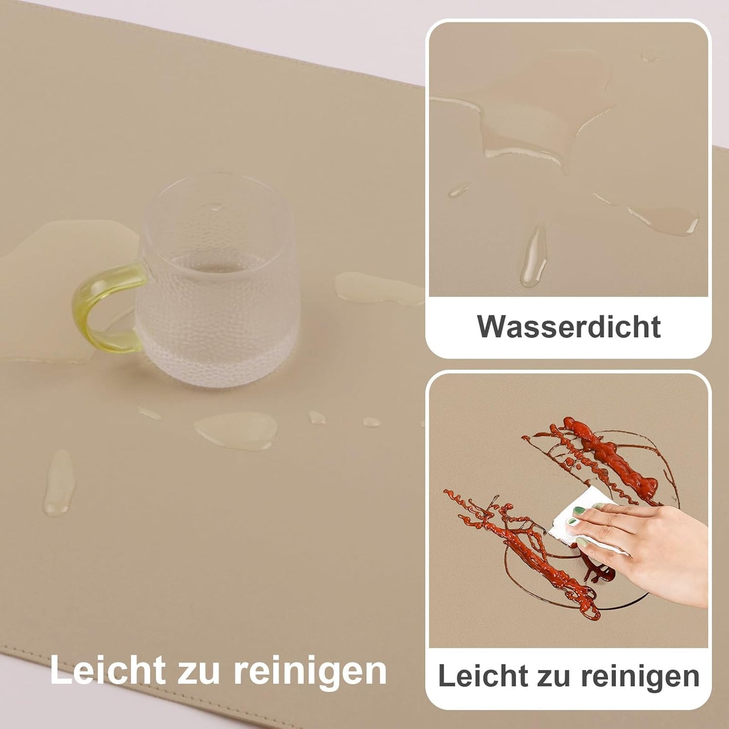 DAWNTREES Desk Mat Protector,PU Leather Desk Pad,Non Slip, Large Mouse Pad and Keyboard Mat, Waterproof Writing Pad for Office and Home (Beige,47.2''x23.6'')