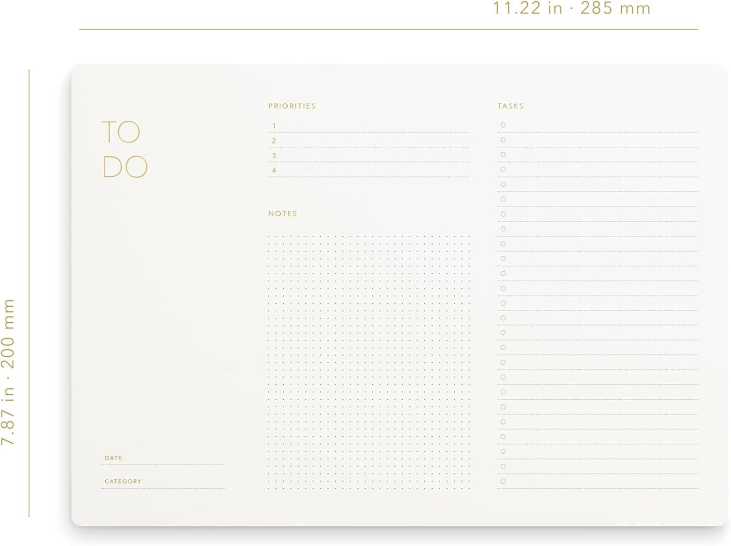 Elegant To Do List Notepad with Mouse Pad Feature, 11.22" x 7.87", 50 Tear-Off Sheets, Gold Foiled, Daily Planning, Eco-friendly To Do List Planner, FSC™ Certified To Do List Notebook for Work