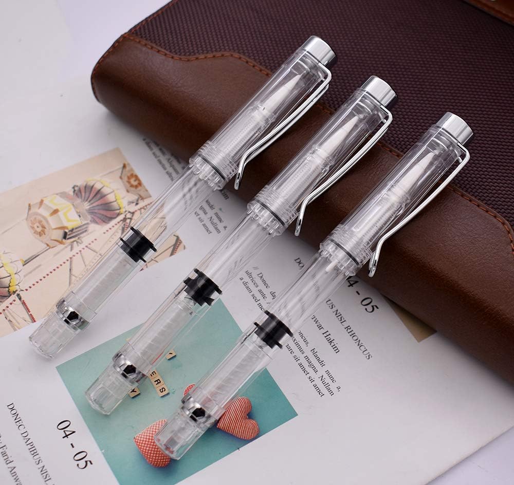 3PCS Yongsheng 3009 Piston-Filled flexible Brush Tip Fountain Pen Fine to Broad For Sketch,Drawing,Scrapbook and Calligraphy Painting