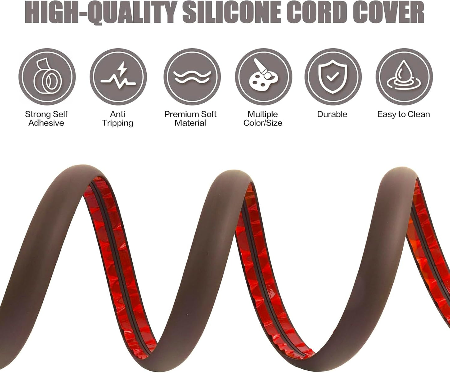 Floor Cord Cover Cable Cavity Self Adhesive Cord Hider Floor 10FT Floor Cable Management Power Cord Protector Floor Electric Cord Covers for Offices, Gym, Exhibitions (CoffeeBrown, 0.78" x 10')