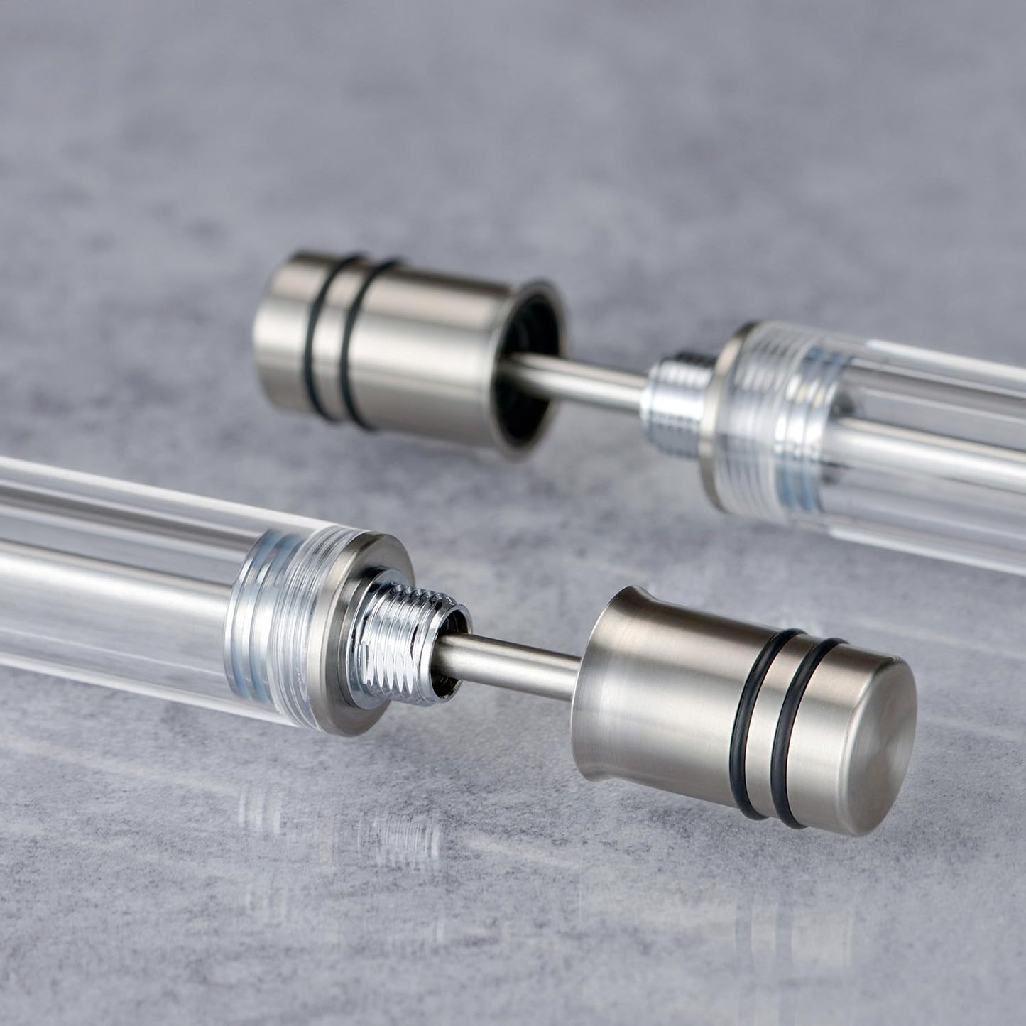 Asvine V200 Titanium Fountain Pen Vacuum Filling, Germany Bock Fine Point Clear Transparent Acrylic Smooth Writing Pen Case