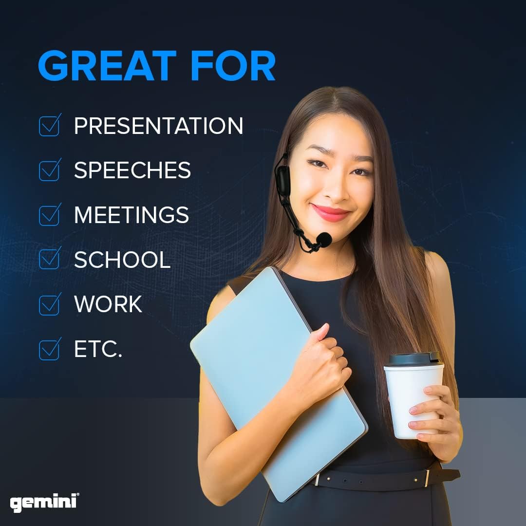 Gemini Sound UHF-02HL-S12 - Dual Channel UHF Wireless Headset & Lapel Mic System, Perfect for Fitness Instructors, Presenters, and Stage Performers