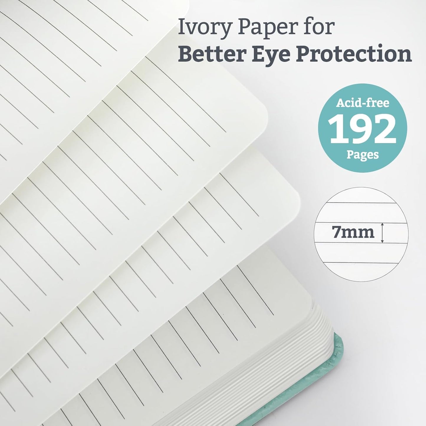 Hardcover Lined Bullet Dotted Journal Notebook, A5 140 192 Pages 100 120Gsm Paper College ruled for School,Work,Travel,and Daily Planning，5.7''*8.3'' (6, Light Green, A5 Lined)