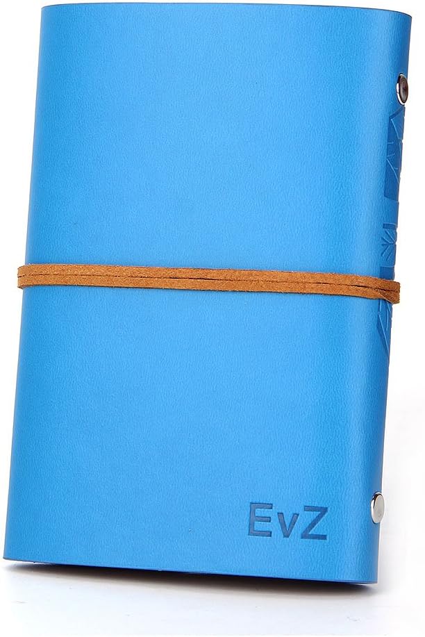 EvZ Vintage Blue PU Leather Cover Loose Leaf Blank Notebook Journal Diary Gift