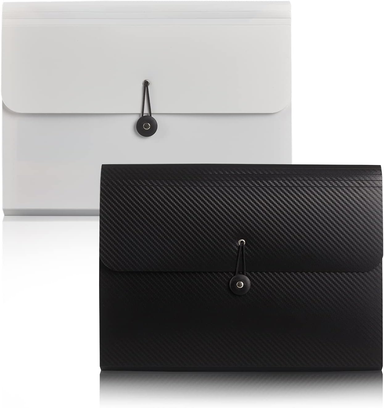 Expanding File Folder with 13 Pockets,Polypropylene, 12.99" x 9.45" x 1.1"for Work, School, Home, Office, Blackwhite(2Pack)