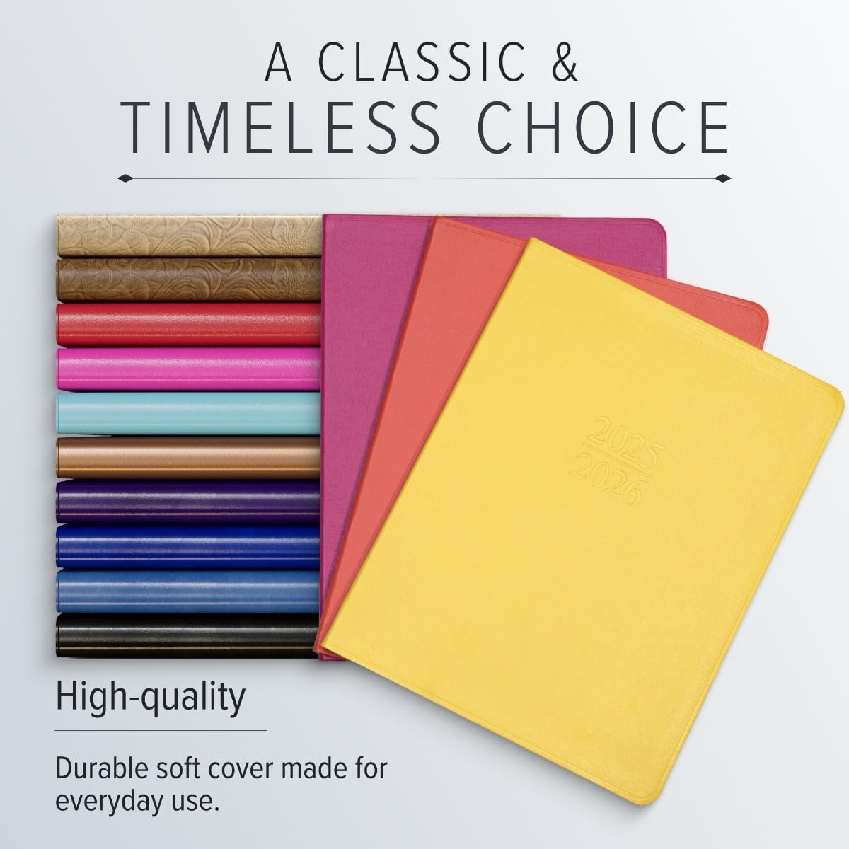 Gallery Leather Academic Planner 2025-2026, Teacher and Student Weekly Monthly Planner, Elegantly Bound Calendar with Gold-Gilded Page Edges, 18 Months - Acadia Deep Red - 9x7"