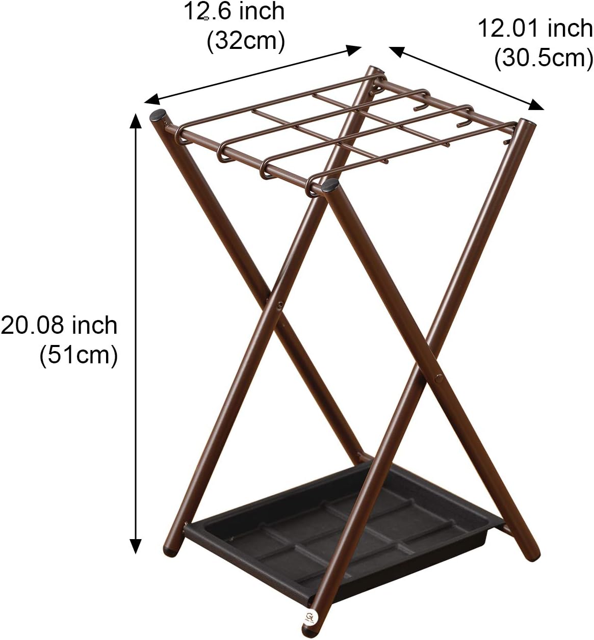 Folding Umbrella Storage Stand Rack Holder Organizer Bin for Entryway Home Commercial Office Décor with Drip Tray