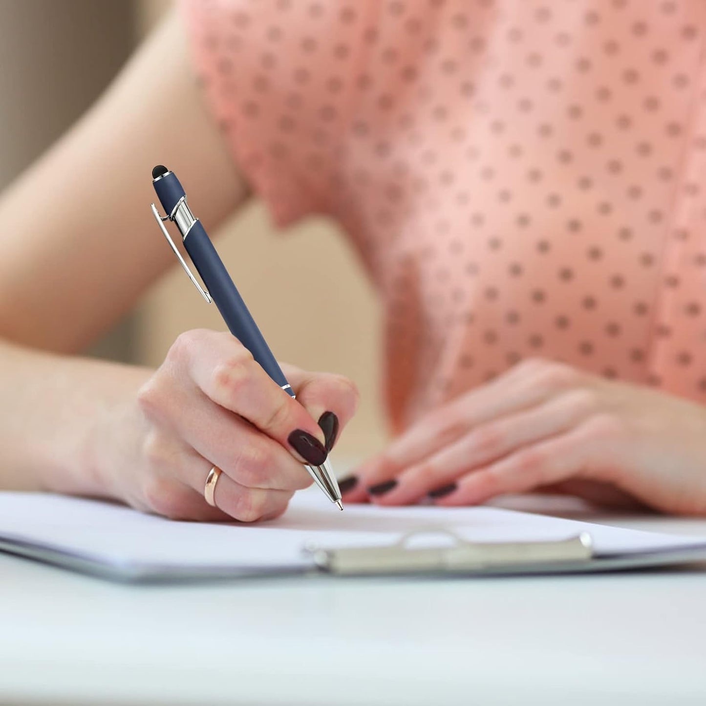 PASISIBICK 12 Pieces Blue Ballpoint Pen with Stylus Tip, 2 in 1 Stylus Stylish Pen, Premium Metal Stylus Pen for Touch Screens, Black Ink, 1.0 mm Medium Point.(12 PCS Blue)