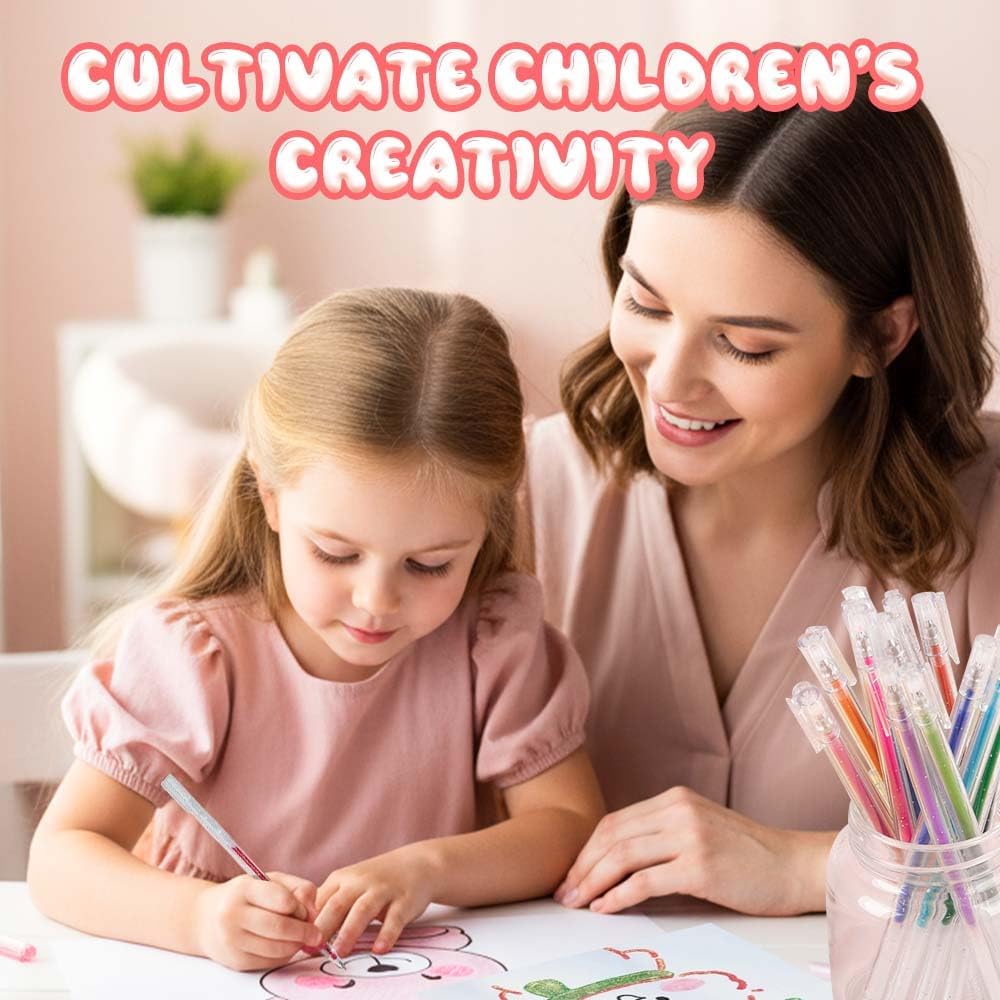 Glitter Gel Ink Pens, 2025 New Sparkle Metallic Dual Tone Iridescent Gel Pen Set for Coloring, with Replacement Pen Core, Paint Markers Sparkly Pens for Kids Adult Office Back to School Supplies (12)