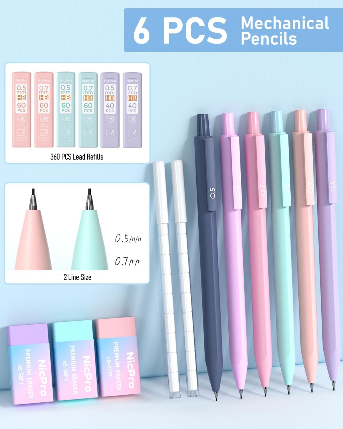 Nicpro 57 PCS Aesthetic Book Annotation Kit with Pen Case, 12 Dual Highlighters, 5 Gel Pens, 6 Mechanical Pencil, 2 Markers 1200PCS Transparent Sticky Notes and Tabs for Bible Study Student Stationary