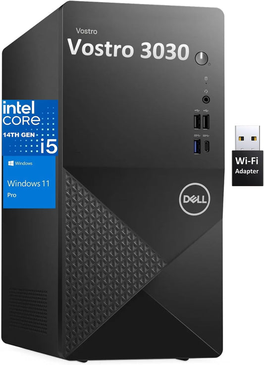 Dell Desktop Computers Tower PC for Home Business Student, 14th Gen Intel Core i5-14400 (Beat i7-13620H), 32GB DDR5 RAM, 1TB PCIe SSD, WiFi Adapter, DisplayPort, HDMI, Type-C, Windows 11 Pro