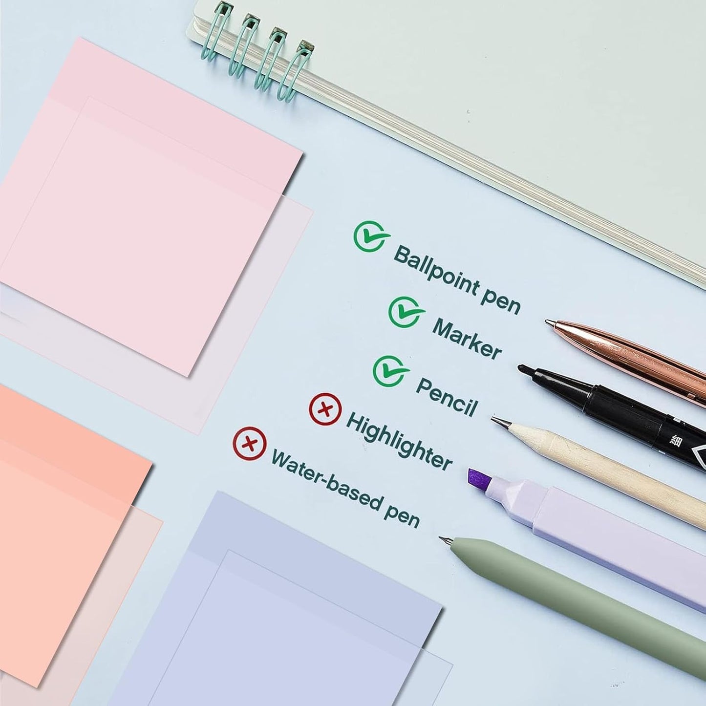 Jutom 39 Pcs Aesthetic Book Annotation Kit Highlighter with Pencil Case Bag Gel Pen Transparent Sticky Note Taking Bible Study College School Supplies(Pink,Kawaii Style)