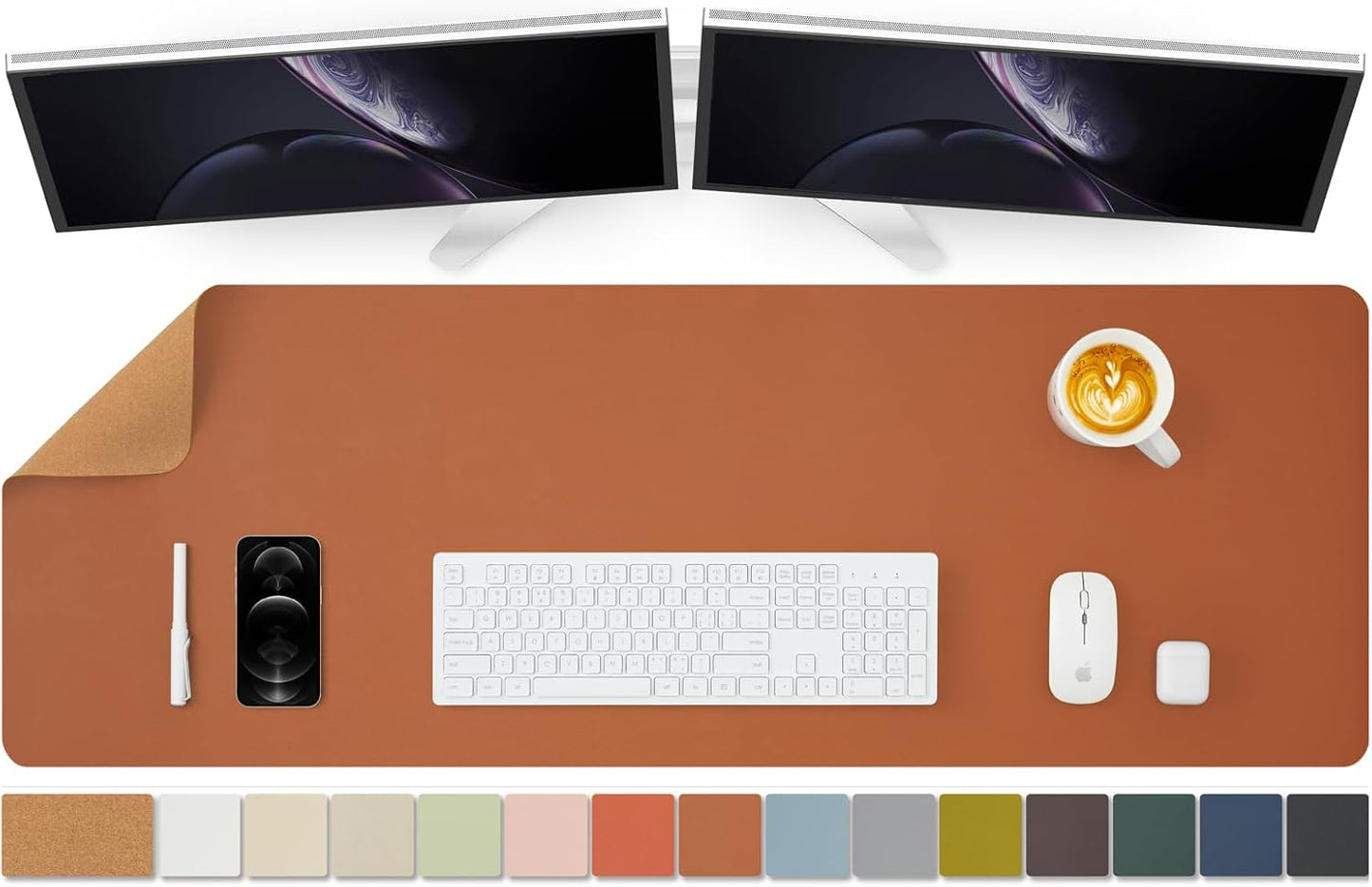 Large Cork Desk Mat - 47.2"x 17" Desk Pad for Office and Home - Ideal for Large Mouse Pad and Desk Mats on Top of Desks(Brown)