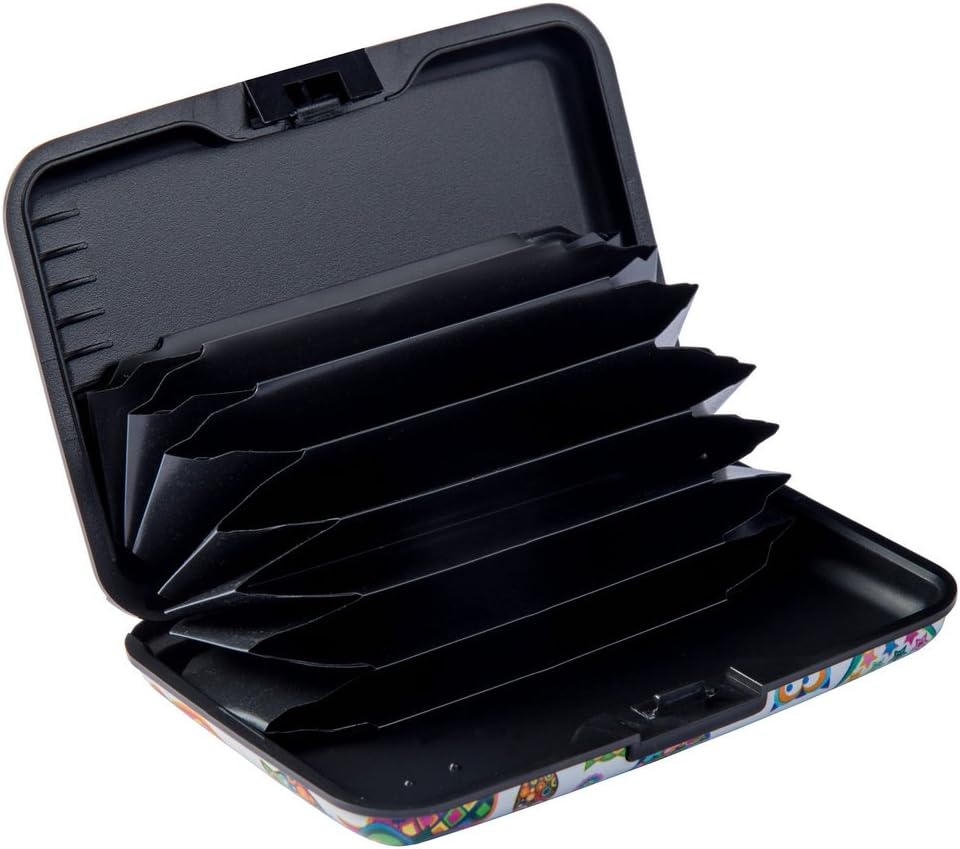 ELFISH Mini RFID Aluminum Wallet Credit Cards Holder Business Card Case Metal ID Case for Men Women (Owl)