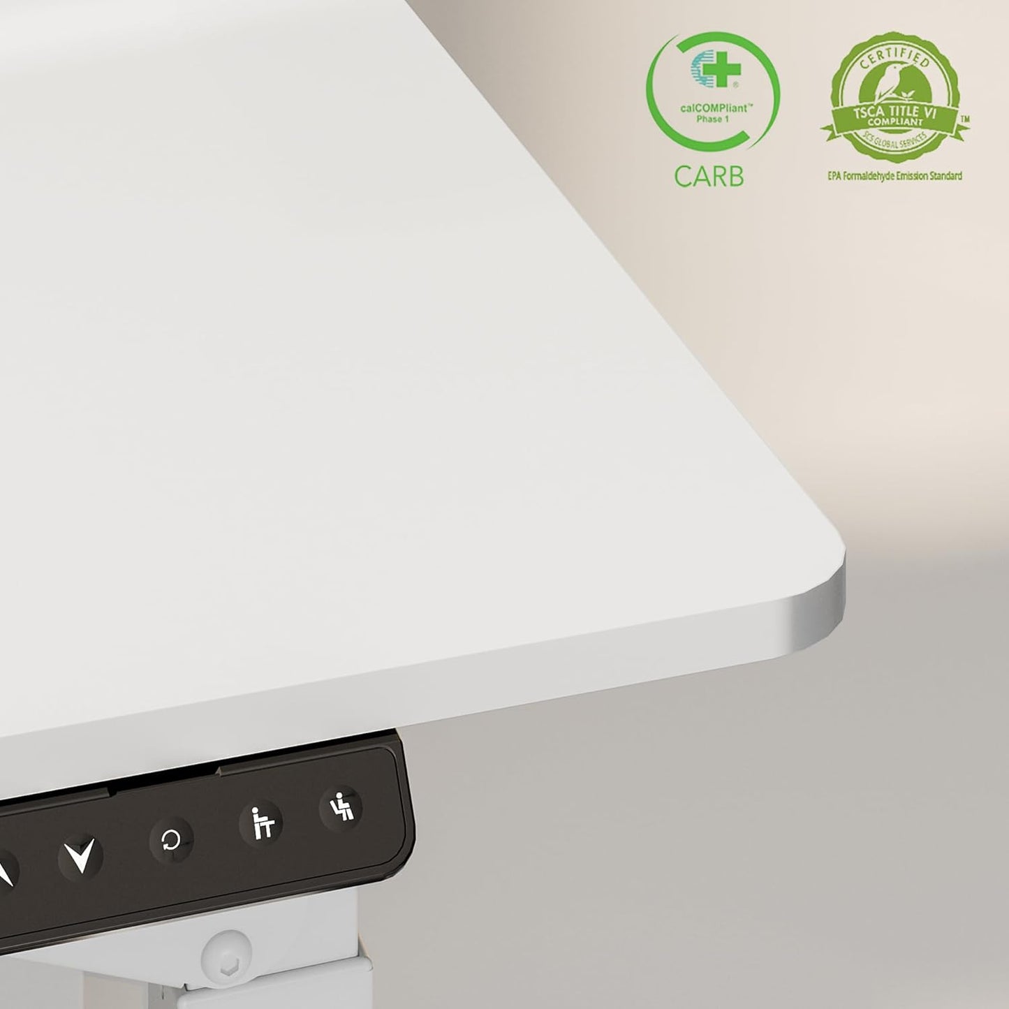 FLEXISPOT 4 Legs Standing Desk 55 x 28 Inch Electric Adjustable Height with Splice Board Home Office Sit Stand Up Desk, White Top + White Frame