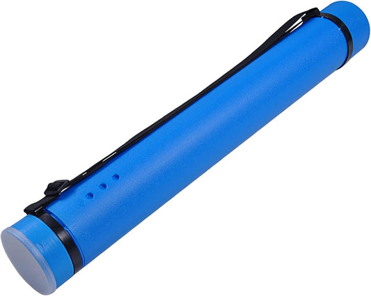 DEWEL Document Tube,Plastic Expanding Poster/Art/Document Storage Tube 24.5 to 40 inches Adjustable with Carrying Strap Waterproof and Light-Resistance Telescoping Carrying Case (Blue-Large Size)