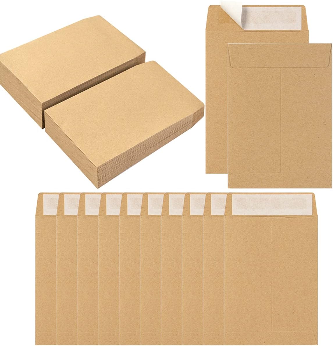 100 Pack Seed Envelopes Self-Adhesive Small Coin Envelopes Seed Storage Packets for Garden, Office or Wedding Gift (Kraft Brown, 3 1/4 ×4 1/2 inches)