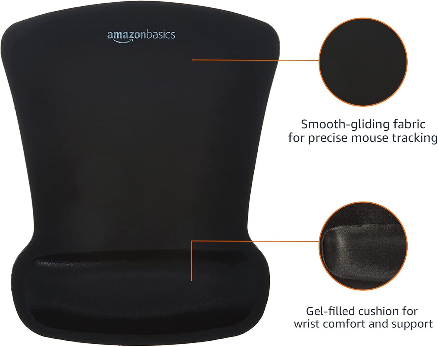Amazon Basics Rectangular Gel Computer Mouse Pad with Wrist Support Rest, Small, Pack of 20, Black
